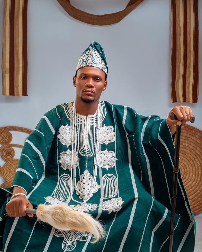 Portrait of a Yoruba man in traditional attire, showcasing rich cultural heritage.
